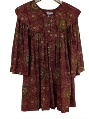 Vintage 80s FAD Women's Spiral Tribal Art to Wear Skirt Set with Hat African